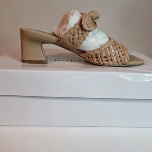 Woven Slide Sandal in Natural Tan